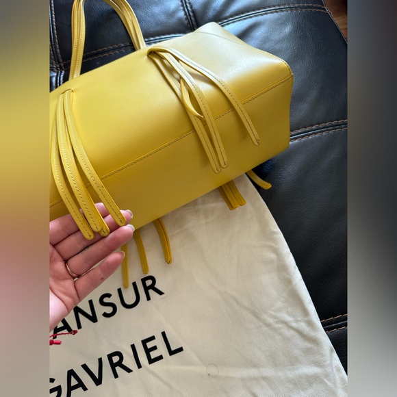 Mansur Gavriel Mini Fringe Tote Bag in Calf Leather Yellow - Picture 10 of 13